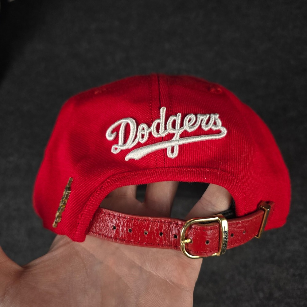 Los Angeles Dodgers Red Pro Standard Wool Leather Strapback Hat MLB Retro Cap - Picture 5 of 11